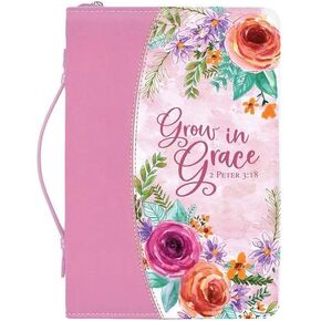 Divinity 28311 Divine Details Grow in Grace Pink Floral Bible Cover, Large, 10-inch Height