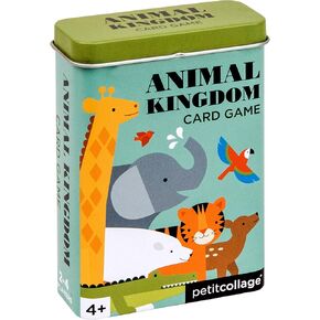 Petit Collage Kids Card Game, Animal Kingdom – Fun Card Game for Families, Ideal for 2-4 Players, Ages 4+ – Travel Game for Kids with Sturdy Storage Tin