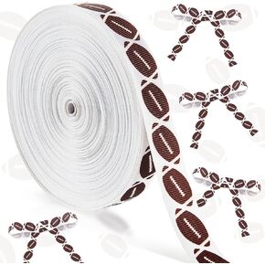 Thiccywoov 25 Yard Football Ribbon Grosgrain Football Pattern Ribbon for Gift Package Wrapping Floral Arrangement, DIY Hair Bow, Crafting, Homecoming Mum Game Supplies