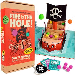 Fire in The Hole! The Pirate Adventure Board Game for the Whole Family. Sustainable Tabletop Strategy Game for Kids, Adults, Halloween, Christmas, Thanksgiving, Birthdays, Game Night Gift, 2 4 Players