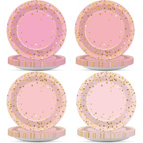 OBUSATT 100Pcs Sage Green Paper Plates Green and Gold Party Supplies Polka Dot Green Tableware Disposable 7 Inch Dinner Dessert Cake Plates for Bridal Baby Shower Wedding Birthday Party Decorations