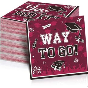 48Pcs Red Blue Graduation Napkins 2024 Disposable Graduation Cocktail Napkins Class of 2024 Grad Paper Napkins Graduation Party Supplies for Graduation Party Decorations