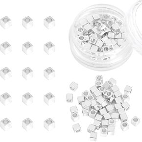 Silver Plated Twisted Spacer Beads 3x3mm 50pcs for Jewelry Making Findings Non Tarnish