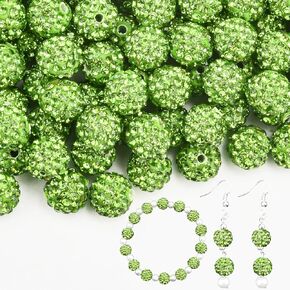 180pcs 10mm Rhinestone Clay Beads for Jewelry Making, Black Crystal Round Disco Ball AAA+ Grade Beads Bulk, Sparkly Diamond Bling Baseball Beads for Necklace Bracelet Earring DIY Supplies