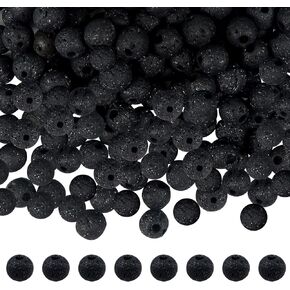 TOAOB 580pcs 8mm Natural Black Volcanic Lava Beads Rock Stone Beading Loose Round Gemstone Beads for DIY Crafts Decoration