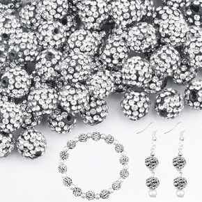 180pcs 10mm Rhinestone Clay Beads for Jewelry Making, Black Crystal Round Disco Ball AAA+ Grade Beads Bulk, Sparkly Diamond Bling Baseball Beads for Necklace Bracelet Earring DIY Supplies in Saudi Arabia