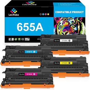 LeciRoba 655A Toner Cartridge Replacement for HP 655A CF450A CF451A CF452A CF453A for HP Color Laserjet Enterprise M652, M653, Color Laserjet Enterprise MFP M681, M682 Series Printer (4-Pack)