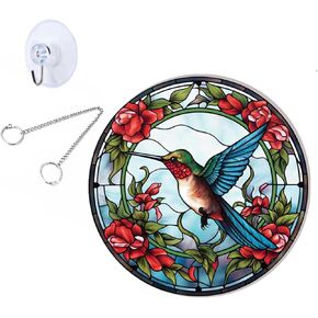 MUZZIOU Cat Stained Acrylic Window Hanging, Halloween Black Cat Window Hangings Suncatcher 6.3 in Chain for Cat Pet Catch Butterfly Flower Enthusiasts