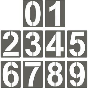 PATIKIL 3 Inch 10Pcs Large Number Stencils, 0-9 Address Number Stencil, Reusable Plastic Digital Templates for Crafts Wood Stencils Templates White