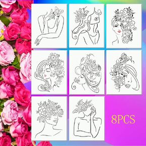 Women Theme Stencils for Painting on Wood Reusable Floral Stencil Female Face Girl Drawing Template Stencil for Painting on Canvas Wall Paper Furniture Home Decor, 10 x 8 Inch