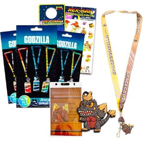Godzilla Lanyard Blind Bag 3 Pack – Godzilla Gift Bundle Including 3 Godzilla Lanyards with Charms, Card Holders and More | Godzilla ID Holder Set