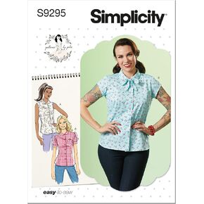 Simplicity Misses' Loose-Fitting Button Front Top Packet, Code 9295 Sewing Pattern, Sizes 6-14, White