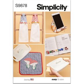 Simplicity Gnome Dish Towel and Potholders Kitchen Accessories Sewing Pattern Packet, Design Code S9878, One Size, Multicolor