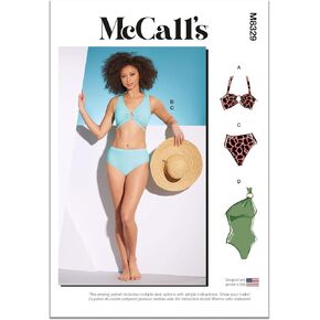 McCall's Misses' Swimsuits Sewing Pattern Kit, Design Code M8329, Sizes 14-16-18-20-22
