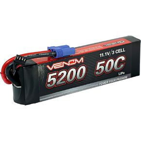 Venom Drive Series 50C 3S - 5200mAh 11.1V LiPo RC Battery, Lithium Polymer 3 Cell - Soft Silicone Connector & Compatible w/ 2WD, 4WD, Truck & Buggies