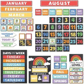 Colorful Classroom Calendar Set Bulletin Board Sets For Teachers - Bulletin Board Calendar For Classroom, School Calendar For Classroom, Classroom Calendar Bulletin Board Set For Classroom Decoration