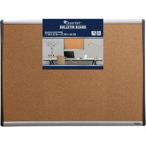 Quartet Cork Board, 17" x 23" Bulletin Board, Corkboard, Black/Silver Frame (79373)