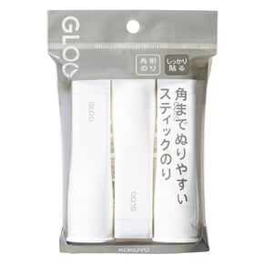 Kokuyo Gloo Square Glue Sticks, Strong Adhesive Sticks for Cardboard or Thicker Paper, Middle Size, 10 Grams, Pack of 3, Japan Import (TA-G302-3P)