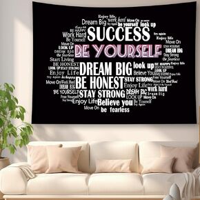 Quote You Are Tapestry Inspirational Wall Art Wall Hanging Positive Saying Classroom Tapestry for Teen Girl Bedroom Dorm 50x60 Inches (Black)