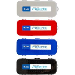 BAZIC Plastic Pencil Case 8" Double Deck Utility Storage Box, Assorted Color, Multi Purpose Organizer, 24-Pack