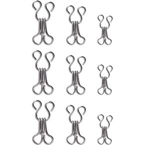 Buckles, 12 Pair Sewing Hooks And Eyes Closure, 2 Sizes Reusable Metal Sewing Diy Craft Accessories, Suitable For Bra, Corset, Shirt, Pants, Gun-Black & Silver Deft Processed Buckles Fasteners