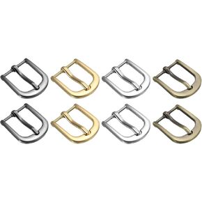 uxcell 8Pcs Metal Roller Buckles, 20mm - 0.79" Rectangle Single Prong Belt Buckle Center Bar Replacement Buckles for Belt Leather Jeans Accessories (4Colors, 27mm)