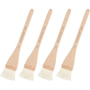 ZYAMY 4pcs Creative Mark Hake Paintbrush Set 2 Inch Professional Soft White Goat Hair Stitch-Tied Brushes for Wash, Background Work, Watercolor and Ceramic Pottery