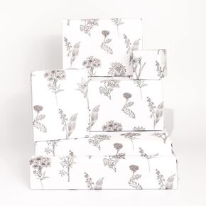 CENTRAL 23 Wrapping Paper (x6) Sheets of Giftwrap - Floral Design - Black White - Birthday Wrapping Paper - For Women Men - Recyclable