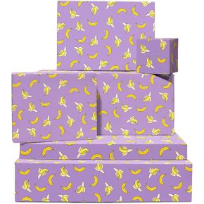 CENTRAL 23 - Purple Gift Wrap - 6 Sheets of Birthday Wrapping Paper - Yellow Bananas - For Men Women Kids - Recyclable