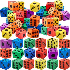 60 Pack 1.5 Inch Colored Foam Dice Set Large Colorful Dice Cubes with Number Dots Soft Dice Building Education Toys for Kids Math Goodie Bag Fillers Gifts Adults Fun Party Games, 6 Colors