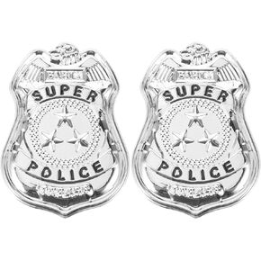 Yardwe 2Pcs Police Badge Halloween Cop Cosplay Brooch Props Costume Accessory Role Play Dress Up Props