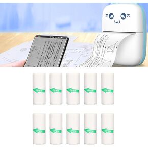 Keebgyy Mini Sticker Receipt Printer Portable Pocket Printer Thermal Inkless Printing Paper Including 5 Rolls for Photo Journal Notes 57x25mm Adhesive Thermal Paper (10 Rolls)