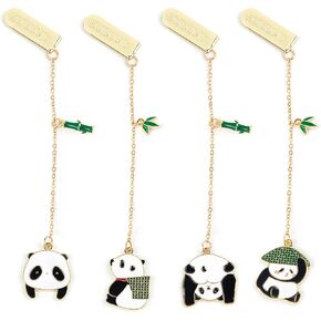 Framendino, 4 Pack Cute Panda Bookmarks Reading Book Markers Metal Bookmark for Women Girls Readers Writers School Home Office Reading Stationery