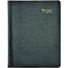 Brownline® 2025 Essential Monthly Planner, 14 Months, December 2024 to January 2026, Twin-Wire Binding, 11" x 8.5", Black (CB1262.BLK-25)
