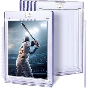 6ct Magnetic Card Holder Set - 35pt Clear Plastic Protectors for Trading Cards, MTG, YUGIOH, Sports, & More - Diamond Corner Design, UV-Resistant