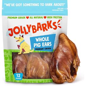 Whole Pig Ears for Dogs |Natural Single Ingredient Dog Pig Ears - Grass Fed, Non-GMO Pigs Ears Dog Treats - Dog Chew Pig Ears (8-Pack)