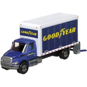 Matchbox Working Rigs Die-Cast Vehicle - International Box Truck ~ Inspired by Goodyear ~ Blue and White ~ 70th Anniversary Series