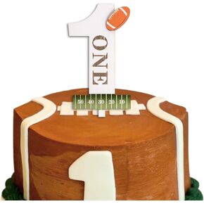 Football One Cake Topper - First Year Down Cake Topper, Sports Theme First Birthday Party Decoration for Party, Baby Shower, Cake Smash