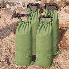 Flood Water Barrier Sand Bags - 4Pcs Thickened Long Canvas Flood Protection Sandbags with Insert Buckle Reusable Quick Flood Barrier for Home Door Window Basement Garage Floor Flood Control - 11"x28"