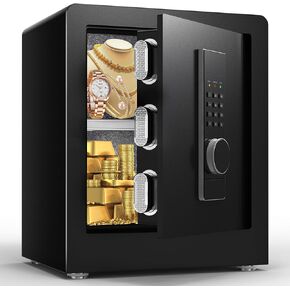 Safe, 3.0 Cub Home Safe Box with Hidden Compartment, Large Cabinet Safe with Digital Keypad, Security Safes with Adjustable Shelf, Electronic Money Safe for Home Office Closet