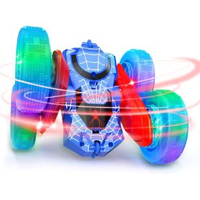 NQD Spider Remote Control Car- Double Sided 360°Rotate Mini RC Stunt Car with Wheel Lights, 4WD Off-Road RC Cars 2.4Ghz Indoor/Outdoor Rechargeable Toy Car for Boys Age 4-7 8-12 Birthday Xmas Gift