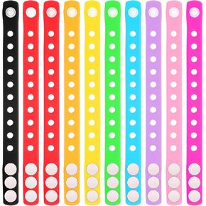 Henoyso 150 Pcs Silicone Shoe Silicone Wristbands Bulk Adjustable Silicone Wristbands 8.3 Inch Cute Colored Rubber Wristbands for Adult DIY Birthday Party Favors, 10 Colors