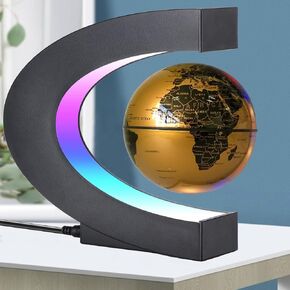 Magnetic Levitation Floating Globe with LED Lights 3 inch Map Globe with C Shape Base for Educational Home Office Desk Bookshelf Decor, Cool Tech Gift for Business Men Father Boys (Blue)