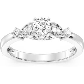 GILDED 1/2ct. T. W. Lab Diamond (SI1-SI2 Clarity, F-G Color) and Sterling Silver Square Engagement Ring Set