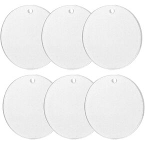 24Pcs 2 Inch Clear Acrylic Circle Discs Blank Round Acrylic Cirlces Christmas Ornament Tags with Hole for DIY Keychains Jewelry Ornaments Making Craft Project, Clear