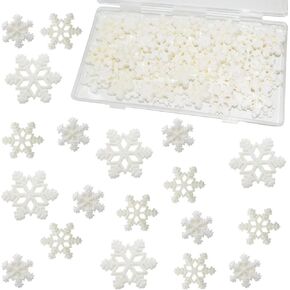 Penta Angel Small Snowflakes for Crafts 50Pcs Mini Resin Glitter Snowflake Ornament Embellishments for Christmas Winter Party Home Decoration (Blue)