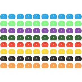 PATIKIL Key Caps Set, 80 Pcs Tags and Identifiers Covers Key Head Protectors Key Tags with Labels Key Accessories Vintage Office Plastic Rubber, 8 Color