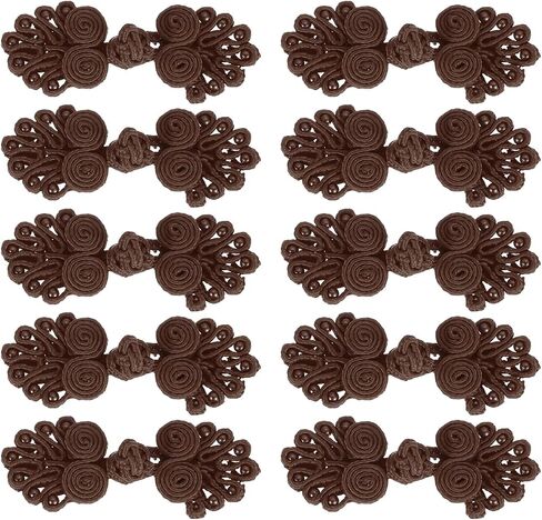 uxcell 10 Set Chinese Closure Buttons Chinese Knots Frog Buttons Handmade Sewing Fasteners for Tang Suit Scarf Coats Sweater Cloak Costumes Outfit Sewing (Coffee, 60 x 20mm) in Saudi Arabia