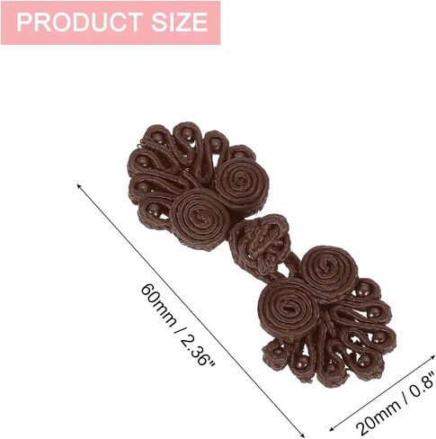 uxcell 10 Set Chinese Closure Buttons Chinese Knots Frog Buttons Handmade Sewing Fasteners for Tang Suit Scarf Coats Sweater Cloak Costumes Outfit Sewing (Coffee, 60 x 20mm) in Saudi Arabia