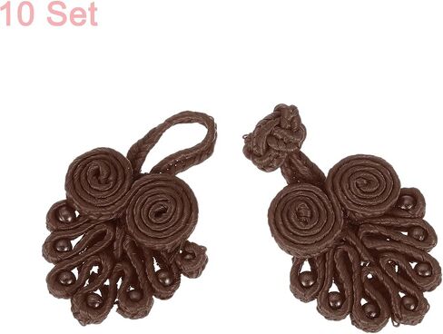 uxcell 10 Set Chinese Closure Buttons Chinese Knots Frog Buttons Handmade Sewing Fasteners for Tang Suit Scarf Coats Sweater Cloak Costumes Outfit Sewing (Coffee, 60 x 20mm) in Saudi Arabia